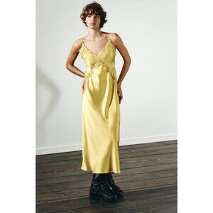 ZARA SATIN MIDI DRESS WITH LACE